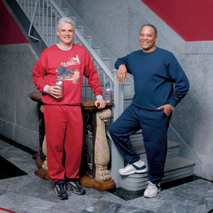Two dudes in sweatsuits